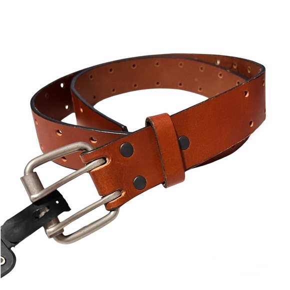 Vintage Chaucer Brown Harness Leather Perforated Belt NWT main image 4